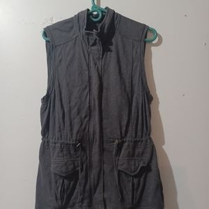 Coldwater Creek Large Womens Zip Snap Vest Charcoal Grey Pre Owned